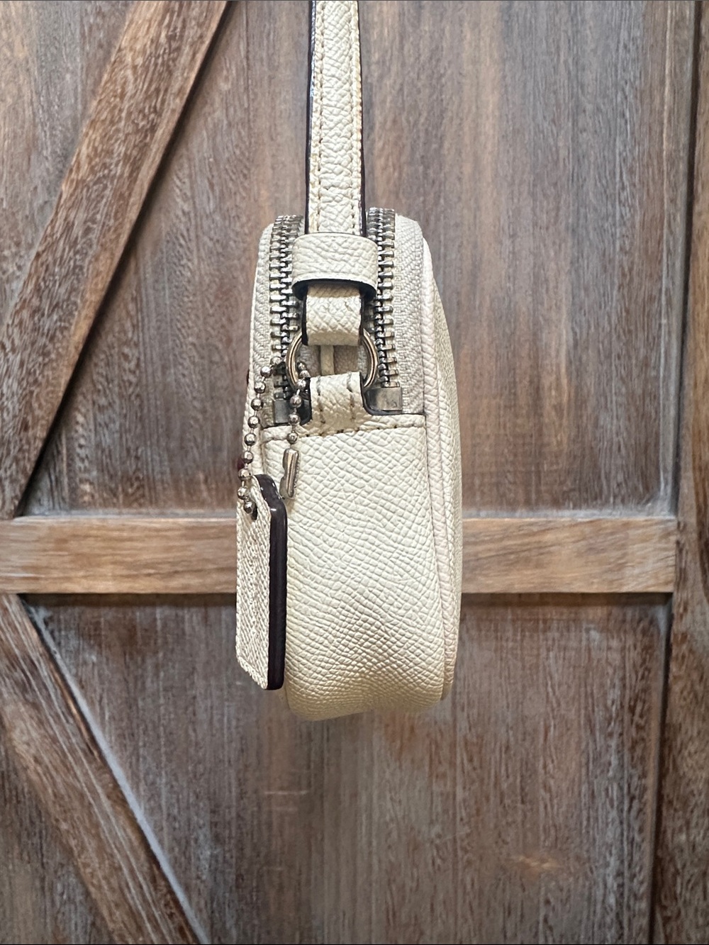 Coach Double-Zip Pouch with Metallic Rivets in Chalk Crossbody Bag Purse - Picture 4 of 16
